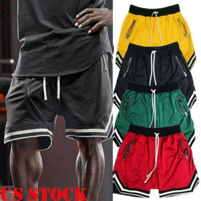 

US Mens Casual Short Pants Gym Fitness Running Sports Breathable Mesh Quick Dry