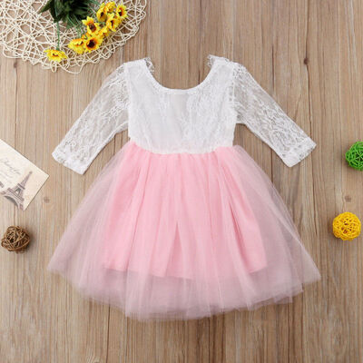 

Kids Baby Flower Girl Dress Lace Tulle Party Gown Bridesmaid Dresses Sundress