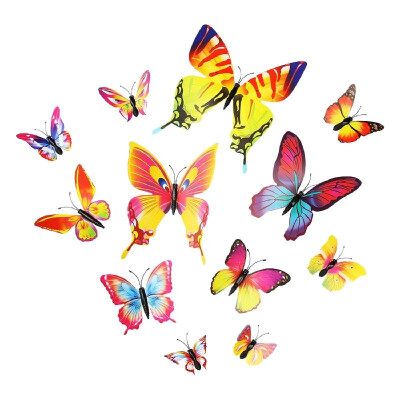 

12Pcs Wall Stickers PVC Butterfly Shape Wall Decal Sticker Home Living Room Nursery Refrigerator Stickers DIY Art Decoration Outdo