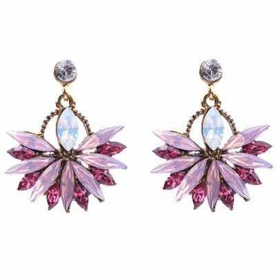 

EK2148 European Big Brand Luxury Crystal Flower Gem Drop Earrings For Women Vintage Love Wedding Earring Statement Brincos Gift