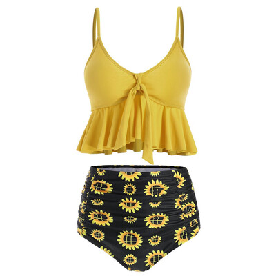 

Roseonmyhand Women Two Pieces Bathing Suits Top Ruffled With High Waisted Bottom Bikini Set