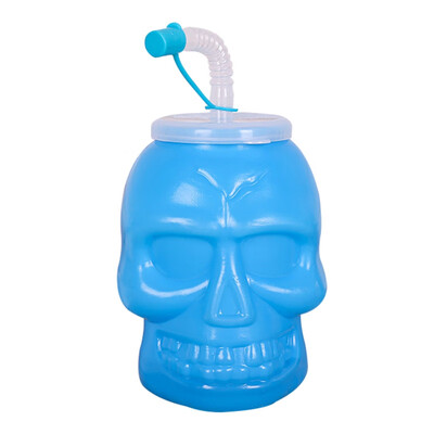 

Plastic Skull Drinking Cup With Lid And Straw Holiday Party Kids Sipper Cup Halloween Party Supplies