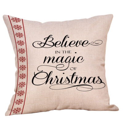 

Siaonvr Merry Christmas Pillow Cases Cotton Linen Sofa Cushion Cover Home Decor