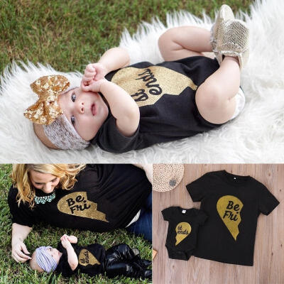 

Family Matching Women T-shirt Mother Baby Romper Bodysuit Outfits Clothes