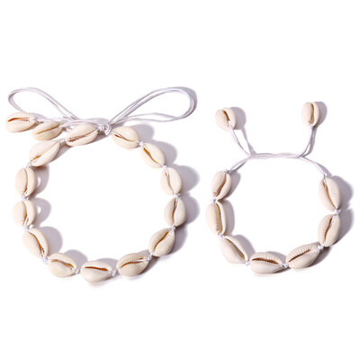 

2018 Hawaiian Sea Shell Choker Necklace Bracelet Jewelry set Bohemian Turkish Gold Foot Chain For Women Collar Chocker