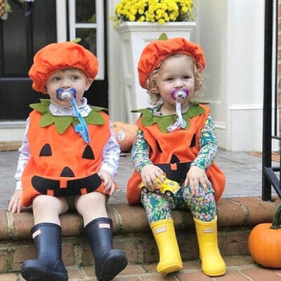 

Cosplay Halloween Baby Kid Pumpkin Suit Top Blouse DressHat Clothes Costumes