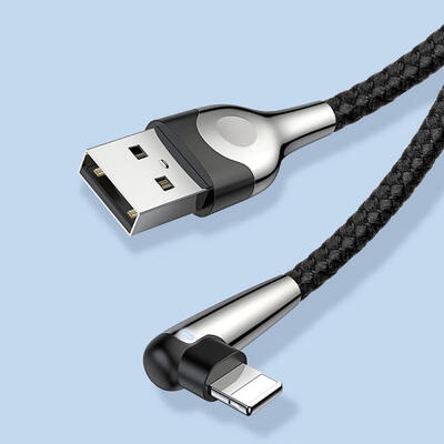 

BASEUS USB Lightning 90 Degrees Right Angle 15A 24A Fast Charge USB Data Charging Cable W Indicator Light For IPHONE-2m