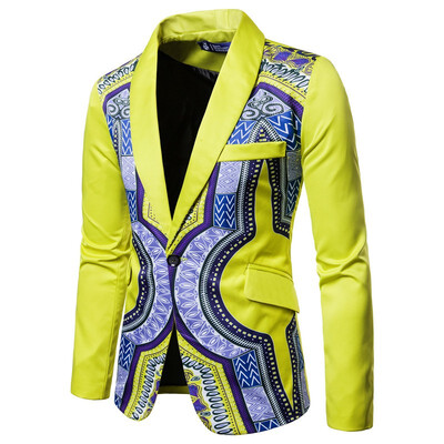

Cloudstyle Mens national print suit two-piece suit top pants 11643