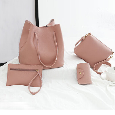 

Gobestart 4Pcs Women Pattern Leather HandbagCrossbody BagMessenger BagCard Package