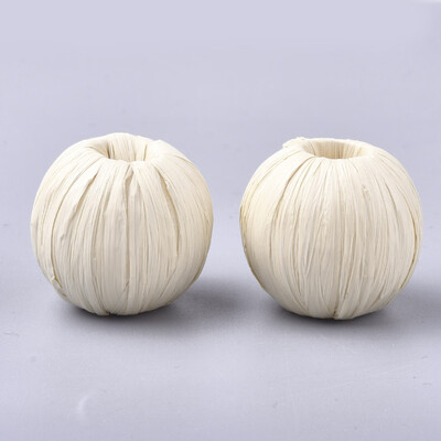 

Handmade Raffia Woven Beads with Wood Inside Round Beige 2426x2324mm Hole 9mm