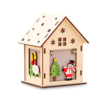 

Christmas Glowing Cabin Creative Xmas Snow House with Lights Wooden Cabins