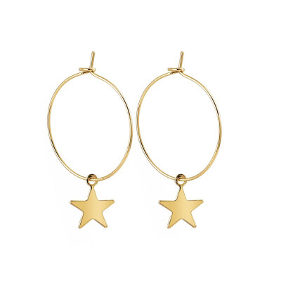 

Minimalist Small Pentagram Hoop Earrings Gold Star Pendant Earrings Women Fashion Jewelry Brincos Boucle Doreille Pendientes