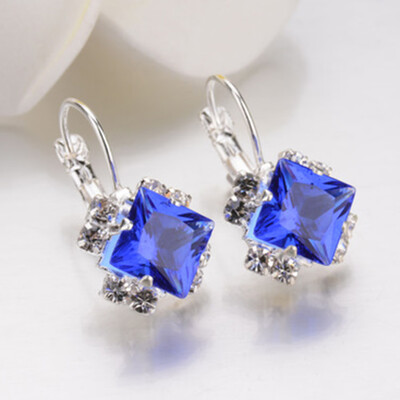 

Diamond Zircon Crystal Drop Dangle Earring 925 Sterling Silver Wedding Hoop Earrings For Women