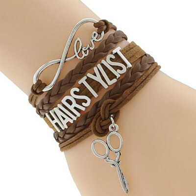 

2019New Fashion Tibetan Silver Hairstylist Scissors Charms Barber Bracelet
