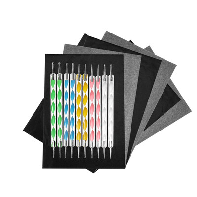 

Toponeto 200 Carbon Black Transfer Tracing Drawings And 10 Ball Embossing Pens
