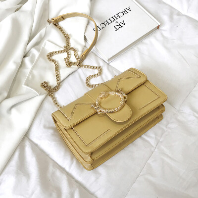 

Summer solid color fresh small bag female 2019 new wave Korean version of the wild single shoulder slung fashion chain small square bag