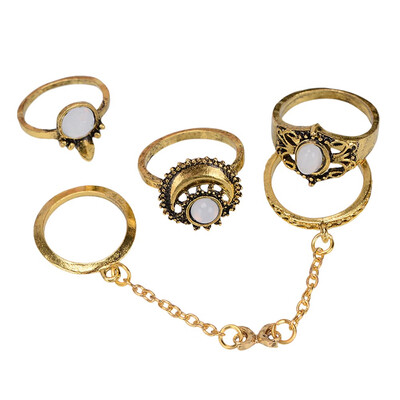 

Infinity Alloy Hollow Gemstone Knuckles Ring Set Women Geometric Gold Opal Midi Rings Jewelry Kit