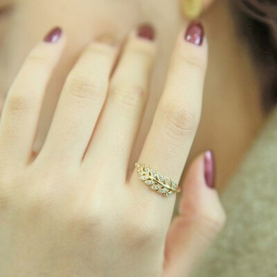 

New Mode Style Leaf Ring Female Open Tail Finger Little Finger Ring Woman Jewelry Simple Open Leaf Ring Personality Rings