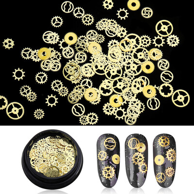 

Toponeto 1 Box Metal Gear Stud Sheet Mixed Steampunk Nail Art Decoration