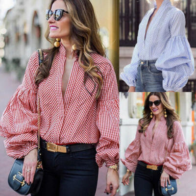 

Fashion Womens Long Sleeve Loose Blouse Casual Shirt Summer Tops T-Shirt