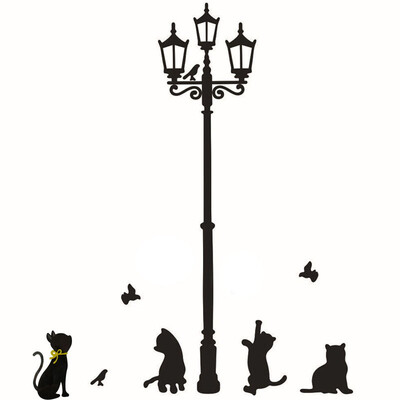 

〖Follure〗Cats Street Lamp Lights Stickers Wall Decal Removable Art Vinyl Decor