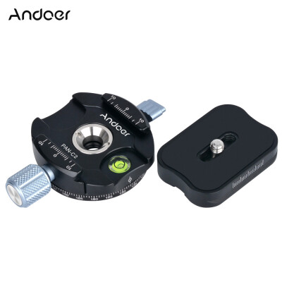 

Andoer PAN-C3 Panoramic Tripod Head Clamp Adapter Aluminum Alloy with Quick Release Plate for Arca-Swiss AS Standard QR Plates