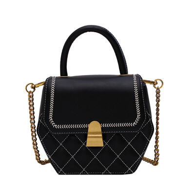 

Fashion horizontal&vertical lock womens bag 2019 summer new style rivet small square bag tide wild chain shoulder bag