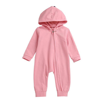 

Hooded Solid Color Cotton Toddler Baby Rompers 3D Dinosaur Costume Playsuit