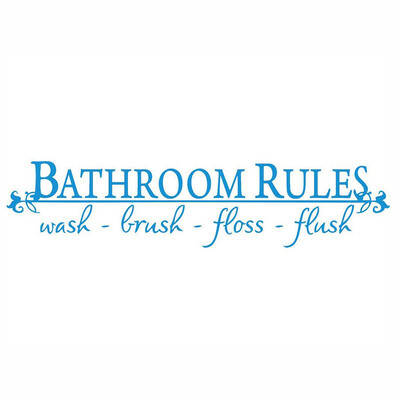 

〖Follure〗BATHROOM RULES Wash Brush Floss Flush Quote Saying Wall Sticker For Bathroom