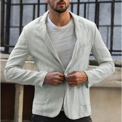 

Men Lapel Collar Long Sleeve Coat Solid Casual Blazer Business Office Work Tops