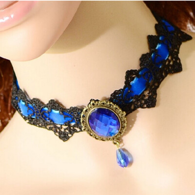 

4 Color Beauty Women Gothic Choker Collar Necklace Punk Cosplay Vintage Crystal Lace Necklace Jewelry P1314