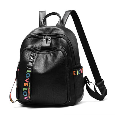 

Soft leather backpack ladies Korean version of the wild tide 2018 new fashion casual simple bag travel backpack leather