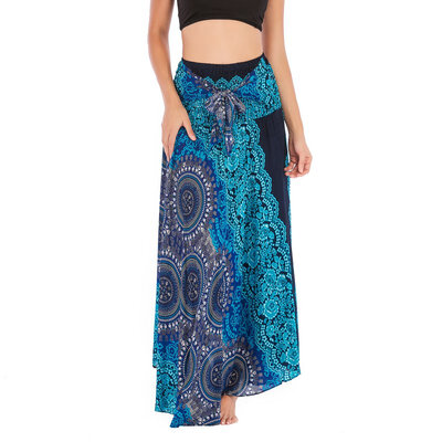

Thai cotton silk printed belly dance Skirt Beach holiday two wear big swing Skirt