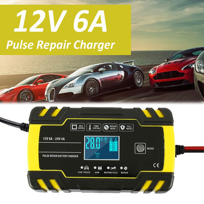 

Motorcycle Car Battery Charger 1224V 6A Touch Screen Pulse Repair LCD Battery Charger for Car Motorcycle Lead Acid Battery Agm G