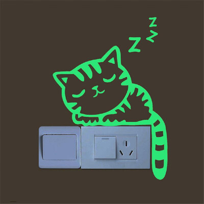 

Luminous Switch Stickers Glow in The Dark Cute Creative Kitten Cat Luminous Noctilucent Glow Switch Wall Sticker