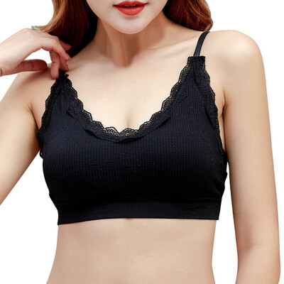 

Seamless Beauty Back Thread Wrapped Chest Lace Stitching Solid Color V-Neck Tube Top
