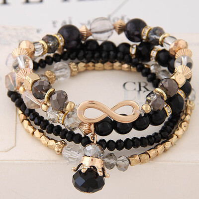 

Bohemian Multilayer Crystal Beads Bracelets & Bangles 8 Infinity Crown Charm Jewelry For Women Gift Pulseras Mujer