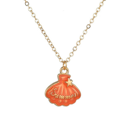 

X-NO BUY Colorful Double Shell Pendant Necklace For Women New Fashion Pendants&Necklace Summer Jewelry Female Handmade Necklace