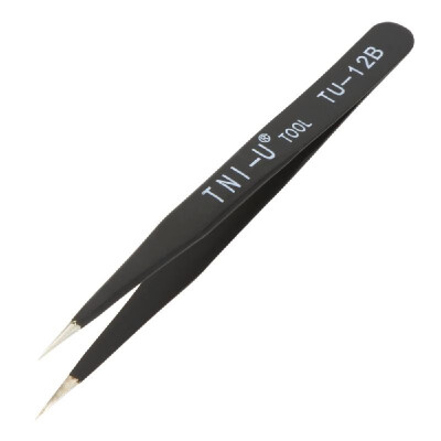 

TU-12B 5Anti-static Black Elastic Fine Tip Straight Tweezers Nipper Precision Repair Tool Stainless Steel