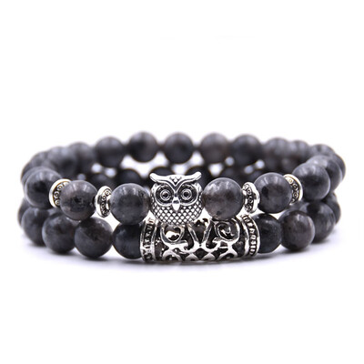 

Natural Stone Owl Bracelets Bangles Charm Bracelet Set For Women Men Bracelet Jewelry