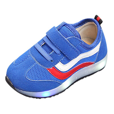 

Children Baby Girls Boys Striped Mesh Led Luminous Sport Running Sneaker Shoes