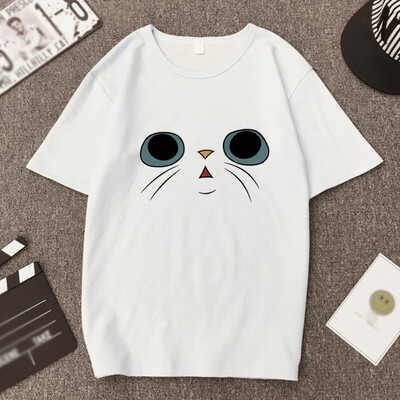 

Womens Round Neck Cartoon Blue Eyes Print Short Sleeve T-Shirt Loose Tops T-Shirts Tops