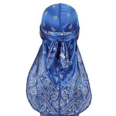 

7 Colors Unisex Women Men Silky Durags Long Tail Satin Pirate Hat Summer Breathable Head Scarf