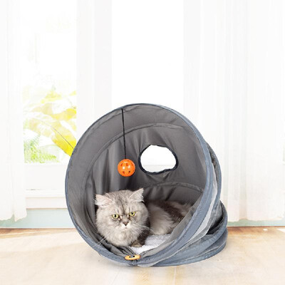 

3 in 1 Pet Cave Bed Cat Tunnel Toy Cat Pet Play Tunnel Collapsible Cat Tunnel with Removable Cushion