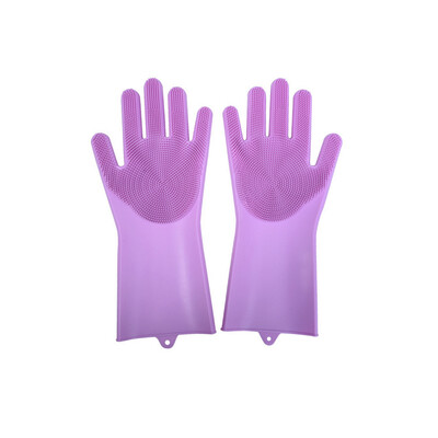 

Magic Silicone Dish Washing Gloves Kitchen Silicone Gloves Food Grade Dishwashing Gloves for Cleaning Car Pet Brush Rose RedPurp