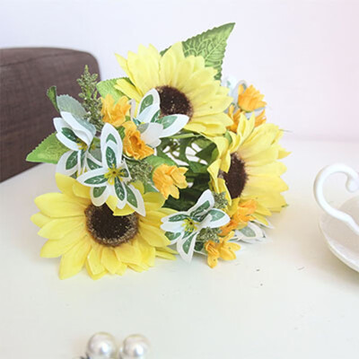 

FUNNYBUNNY Sunflower5 pieces Artificial Flowers Artificial Sunflowers for Wedding Home Office Decor