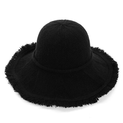 

Autumn&winter new female currents Su-empty big along the hat simple basin hat fisherman hat can fold solid color warm wool hat