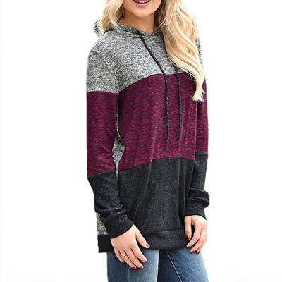 

ETOSELL Women Simple Long Sleeve Patchwork Color Autumn Loose Casual Hoodies Plus Size Sweater