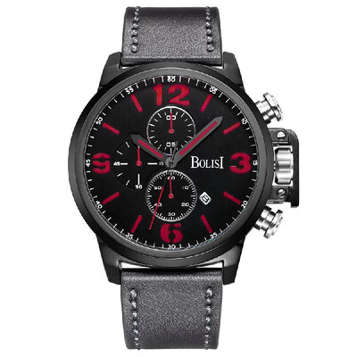 

Bolisi Fashion Casual Quartz Watch 3ATM Water-resistant Men Watch Genuine Leather Wristwatch Male Relogio Musculino Calendar Timer