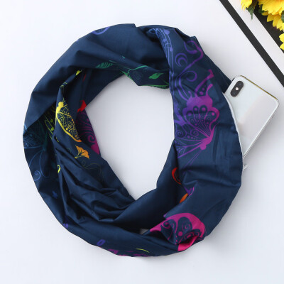 

Gobestart Women Print Winter Convertible Infinity Loop Scarf Zipper Pocket Scarves